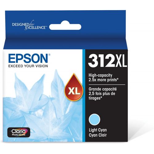 엡손 Epson T312 Claria Photo HD -Ink High Capacity Light Cyan -Cartridge (T312XL520-S) for select Epson Expression Photo Printers