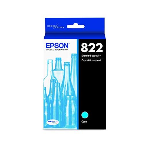 엡손 Epson T822 DURABrite Ultra -Ink Standard Capacity Cyan -Cartridge (T822220-S) for Select Epson Workforce Pro Printers