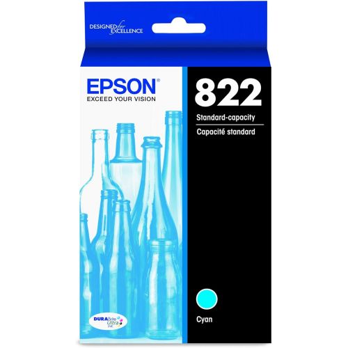 엡손 Epson T822 DURABrite Ultra -Ink Standard Capacity Cyan -Cartridge (T822220-S) for Select Epson Workforce Pro Printers