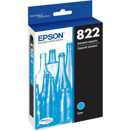 엡손 Epson T822 DURABrite Ultra -Ink Standard Capacity Cyan -Cartridge (T822220-S) for Select Epson Workforce Pro Printers