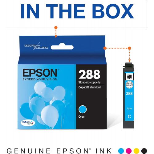 엡손 Epson T288 DURABrite Ultra Ink Standard Capacity Cyan Cartridge (T288220-S) for select Epson Expression Printers