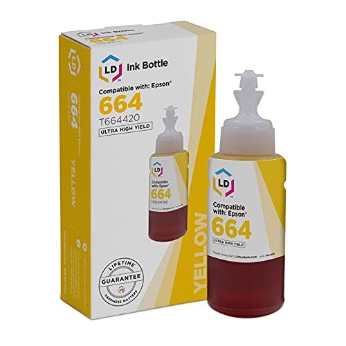 엡손 LD Compatible Ink Bottle Replacement for Epson 664 T664420 High Yield (Yellow)