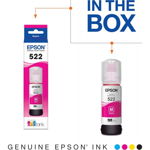 엡손 Epson T522 EcoTank Ink Ultra-high Capacity Bottle Magenta (T522320-S) for Select Epson EcoTank Printers