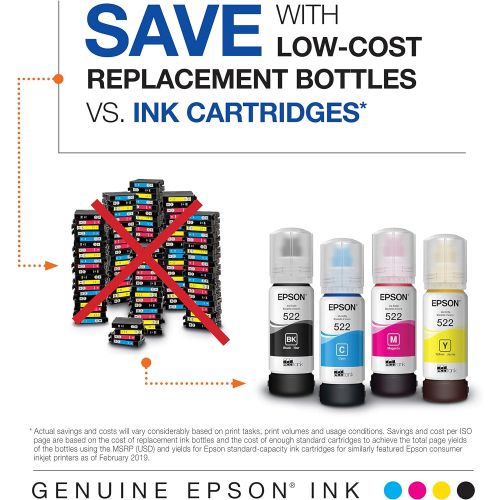 엡손 Epson T522 EcoTank Ink Ultra-high Capacity Bottle Magenta (T522320-S) for Select Epson EcoTank Printers
