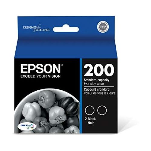 엡손 Epson T200 DURABrite Ultra -Ink Standard Capacity Black Dual -Cartridge Pack (T200120-D2) for select Epson Expression and WorkForce Printers