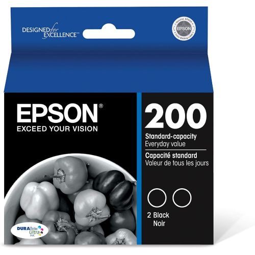 엡손 Epson T200 DURABrite Ultra -Ink Standard Capacity Black Dual -Cartridge Pack (T200120-D2) for select Epson Expression and WorkForce Printers