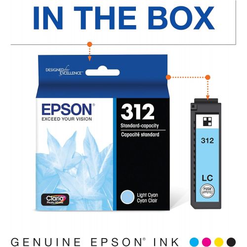 엡손 Epson T312 Claria Photo HD -Ink Standard Capacity Light Cyan -Cartridge (T312520-S) for select Epson Expression Photo Printers