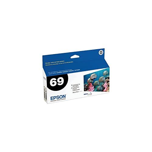 엡손 Epson 69 Durabrite Ink Cartridges (Black) 2/Pack in Retail Packaging