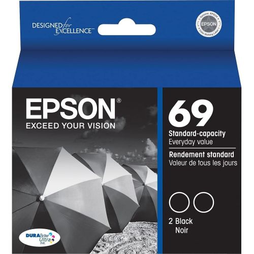 엡손 Epson 69 Durabrite Ink Cartridges (Black) 2/Pack in Retail Packaging