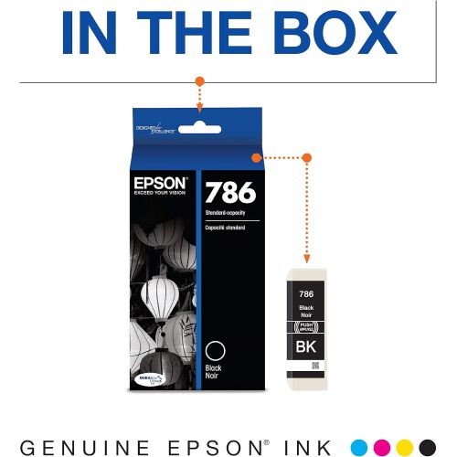 엡손 Epson T786 DURABrite Ultra -Ink Standard Capacity Black -Cartridge (T786120-S) for Select Epson Workforce Printers