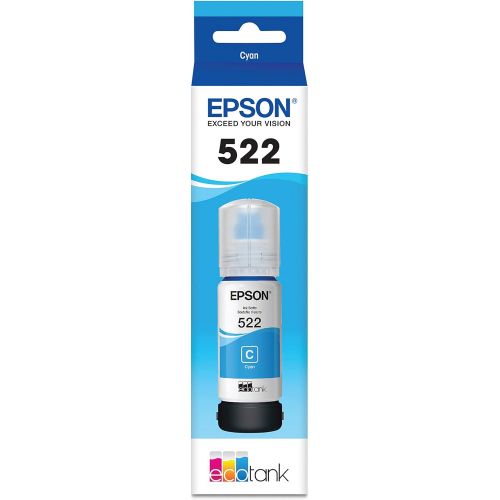 엡손 Epson T522 EcoTank Ink Ultra-high Capacity Bottle Cyan (T522220-S) for Select Epson EcoTank Printers