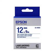 Epson LabelWorks Standard LK (Replaces LC) Tape Cartridge ~1/2 Blue on White (LK-4WLN) - for use with LabelWorks LW-300, LW-400, LW-600P and LW-700 Label Printers