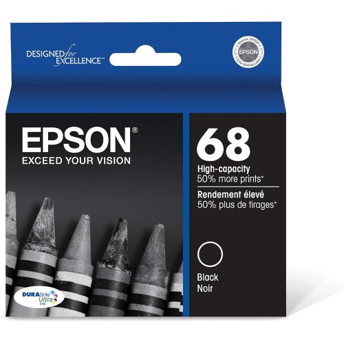 엡손 Epson T068 DURABrite Ultra -Ink Standard Capacity Black -Cartridge (T068120) for select Epson Stylus and WorkForce Printers