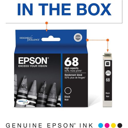 엡손 Epson T068 DURABrite Ultra -Ink Standard Capacity Black -Cartridge (T068120) for select Epson Stylus and WorkForce Printers