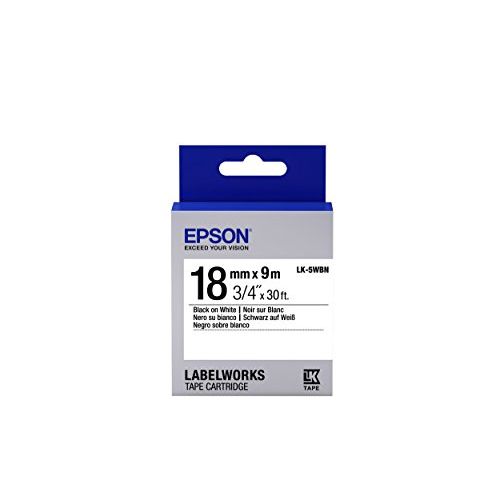 엡손 Epson LabelWorks Standard LK (Replaces LC) Tape Cartridge ~3/4 Black on White (LK-5WBN) - for use with LabelWorks LW-400, LW-600P and LW-700 Label Printers