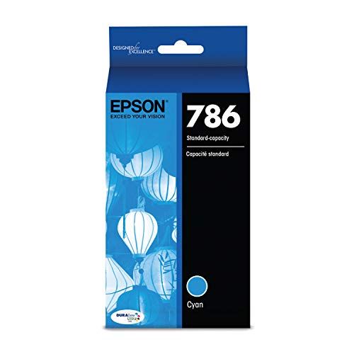 엡손 Epson T786 DURABrite Ultra -Ink Standard Capacity Cyan -Cartridge (T786220) for Select Epson Workforce Printers