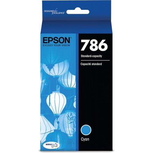 엡손 Epson T786 DURABrite Ultra -Ink Standard Capacity Cyan -Cartridge (T786220) for Select Epson Workforce Printers