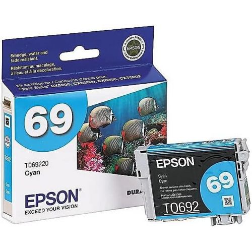 엡손 Epson 69 Durabrite Standard Ink Cartridge (Cyan) in Retail Packaging