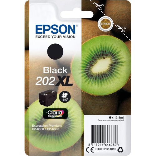 엡손 Epson C13T02G14010 (202XL) Ink Cartridge Black, 550 Pages, 14ml
