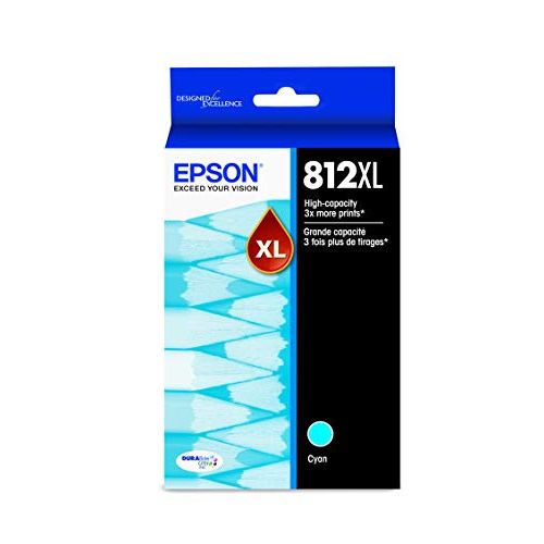 엡손 Epson T812 DURABrite Ultra Ink High Capacity Cyan Cartridge (T812XL220-S) for Select Epson Workforce Pro Printers