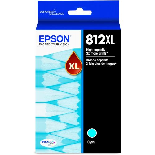 엡손 Epson T812 DURABrite Ultra Ink High Capacity Cyan Cartridge (T812XL220-S) for Select Epson Workforce Pro Printers