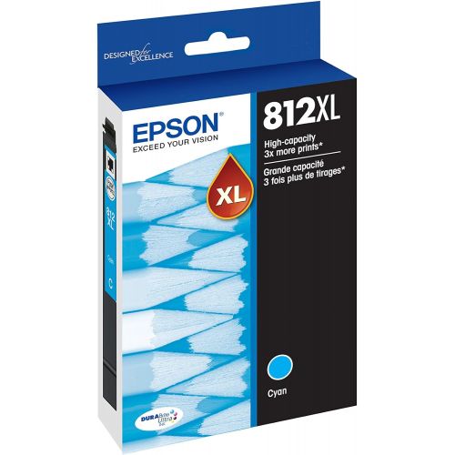 엡손 Epson T812 DURABrite Ultra Ink High Capacity Cyan Cartridge (T812XL220-S) for Select Epson Workforce Pro Printers