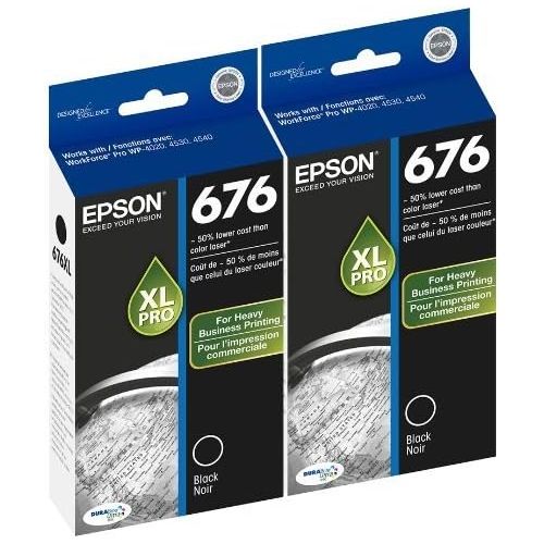 엡손 Genuine Epson 676XL (T676XL120) DURABrite Ultra Black Ink Cartridge 2-Pack
