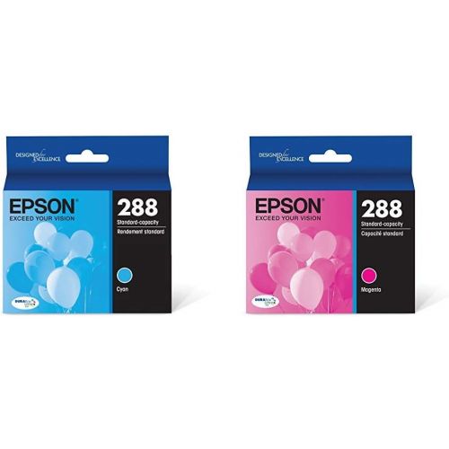 엡손 Epson T288220-S T288220 DURABrite Ultra Cyan Standard Capacity -Cartridge -Ink & T288320-S DURABrite Ultra Magenta Standard Capacity -Cartridge -Ink