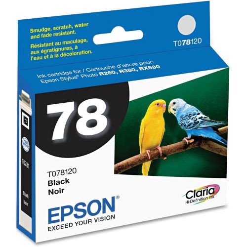 엡손 Epson T078120 OEM Ink - (78) Stylus Photo R260/R280/R380/RX580/RX595/RX680 Artisan 50 Claria Hi-Definition Black Ink (330 Yield) OEM