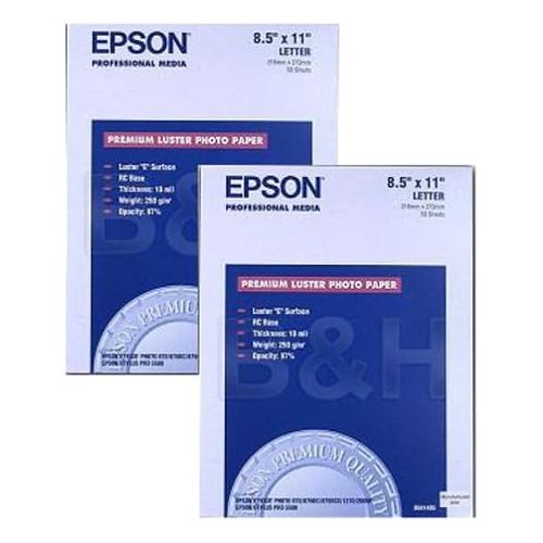 엡손 Epson Premium Luster Photo Paper Twin Pack (8.5x11, 100 Sheets, S041405-Bundle)