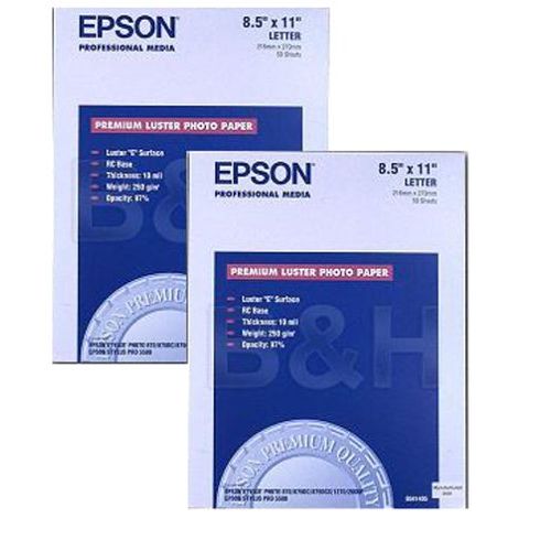엡손 Epson Premium Luster Photo Paper Twin Pack (8.5x11, 100 Sheets, S041405-Bundle)