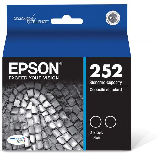 엡손 Epson T252 DURABrite Ultra Ink Standard Capacity Black Dual Cartridge Pack (T252120-D2) for select Epson WorkForce Printers