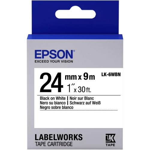 엡손 Epson LabelWorks Standard LK (Replaces LC) Tape Cartridge ~1 Black on White (LK-6WBN) - for use with LabelWork LW-600P and LW-700 Label Printers