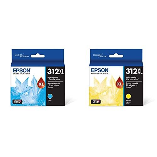 엡손 Epson T312XL220 Claria Photo HD Cyan High Capacity Cartridge Ink & T312XL420 Claria Photo HD Yellow High Capacity Cartridge Ink