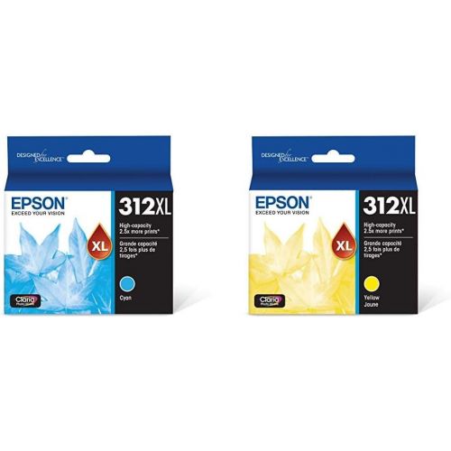 엡손 Epson T312XL220 Claria Photo HD Cyan High Capacity Cartridge Ink & T312XL420 Claria Photo HD Yellow High Capacity Cartridge Ink