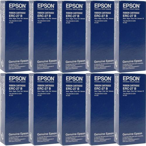 엡손 Genuine Epson (ERC-27B) 10-Pack Black Ribbon Cartridge Black for Epson POS Printers: TM290, TM295 Dot Matrix - 750000 Character