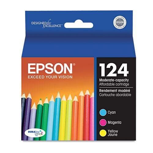 엡손 Epson T124520 (124) Moderate Capacity Ink, Cyan, Magenta, Yellow, 3/Pk