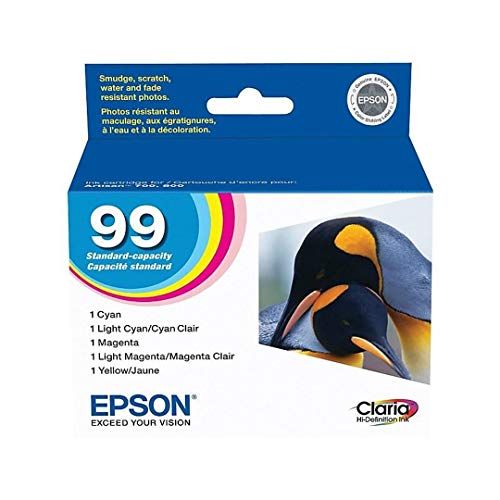 엡손 Epson Artisan 810 ink Color Multipack cartridges 99 with Cyan, Magenta, Yellow, Light Cyan, and Light Magenta ink cartridges include: T099220 T099320, T099420, T099520, T099620