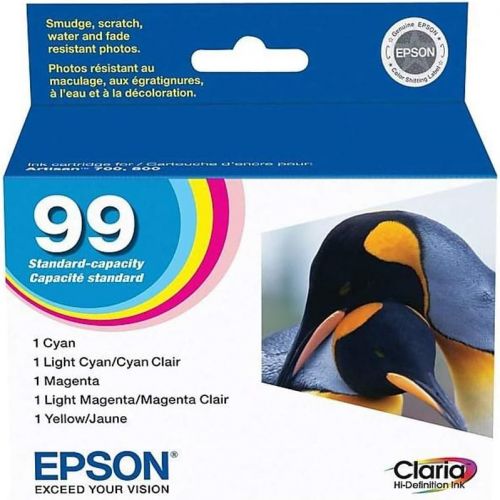 엡손 Epson Artisan 810 ink Color Multipack cartridges 99 with Cyan, Magenta, Yellow, Light Cyan, and Light Magenta ink cartridges include: T099220 T099320, T099420, T099520, T099620