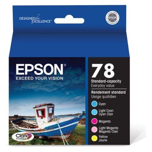 엡손 Epson T078 Claria Hi-Definition Ink Standard Capacity 5 Color Cartridge Combo Pack (T078920) for select Epson Artisan Photo Printers