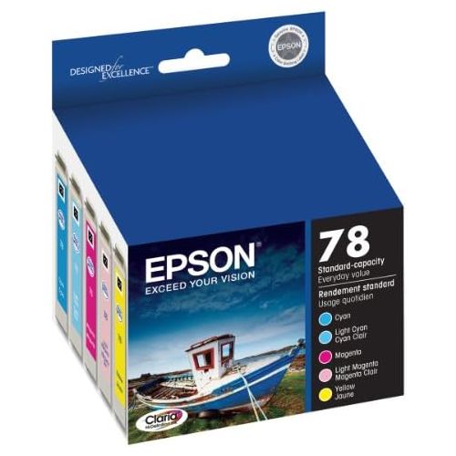 엡손 Epson T078 Claria Hi-Definition Ink Standard Capacity 5 Color Cartridge Combo Pack (T078920) for select Epson Artisan Photo Printers