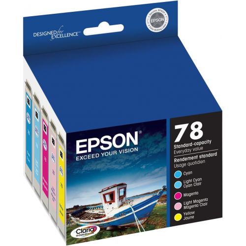 엡손 Epson T078 Claria Hi-Definition Ink Standard Capacity 5 Color Cartridge Combo Pack (T078920) for select Epson Artisan Photo Printers