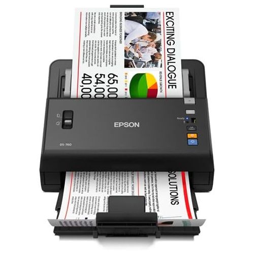 엡손 Epson WorkForce DS-760 Hi Speed, Sheet-Fed Color Document Scanner, 80 page Auto Document Feeder (ADF) & Duplex (B11B222202)