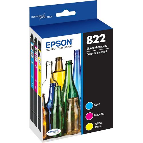 엡손 Epson 822 Standard Capacity, Cyan, Magenta, Yellow Jaune -Cartridge Combo Pack (822) for Select Epson Workforce Pro Printers