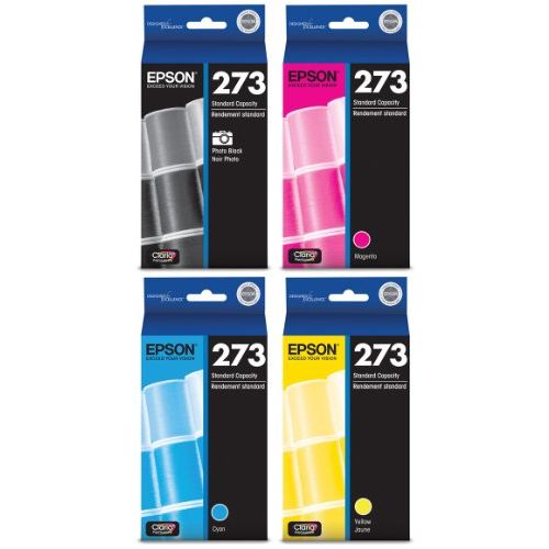 엡손 Genuine Epson 273 Color (Photo Black/Cyan/Magenta/Yellow) Ink Cartridge 4-Pack (Includes 1 each of T273120, T273220,T273320,T273