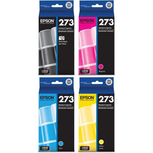 엡손 Genuine Epson 273 Color (Photo Black/Cyan/Magenta/Yellow) Ink Cartridge 4-Pack (Includes 1 each of T273120, T273220,T273320,T273