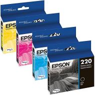 Genuine OEM Set Ultra Ink Cartridge Epson 220 WorkForce DuraBrite WF-2630WF WF-2650 WF-2660 - T220120 T220220 T220320 T220420 -