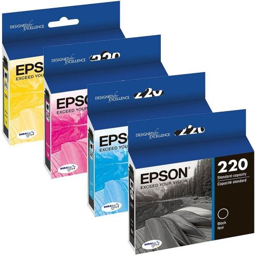 엡손 Genuine OEM Set Ultra Ink Cartridge Epson 220 WorkForce DuraBrite WF-2630WF WF-2650 WF-2660 - T220120 T220220 T220320 T220420 -