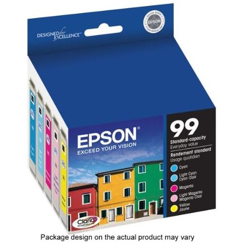 엡손 Epson T099 Claria Hi-Definition Ink Standard Capacity 5 Color Cartridge Combo Pack (T099920-S) for select Epson Artisan Printers