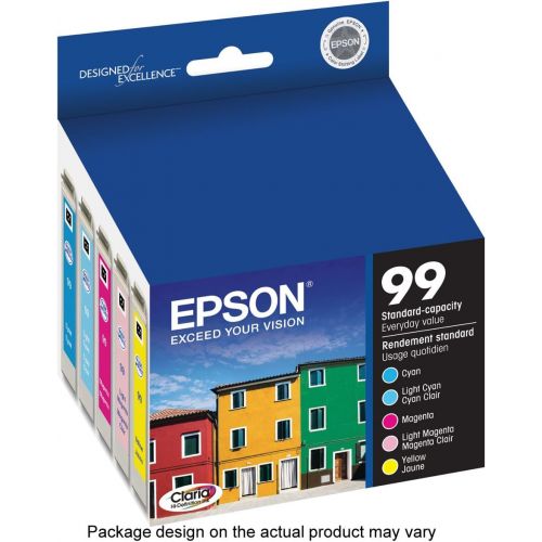 엡손 Epson T099 Claria Hi-Definition Ink Standard Capacity 5 Color Cartridge Combo Pack (T099920-S) for select Epson Artisan Printers